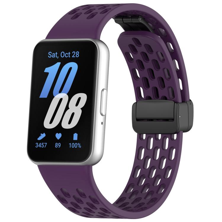 For Samsung Galaxy Fit3 xDfind Hole Style Magnetic Black Buckle Silicone Watch Band(Purple) - Watch Bands by xDfind | Online Shopping UK | buy2fix