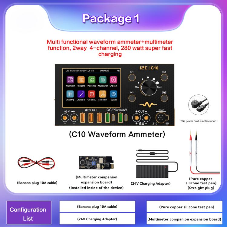 i2C C10 Ultra-high Precision Digital Waveform Ammeter with Charge Detection / Voltage Measurement, Model:Set 2 - Test Tools by i2C | Online Shopping UK | buy2fix