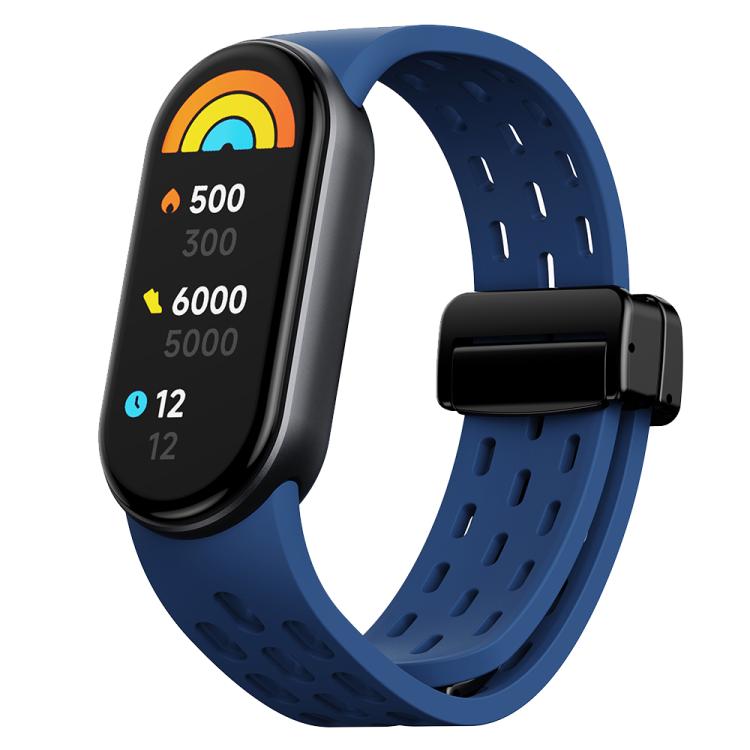 For Xiaomi Smart Band 10 / 9 / 8 xDfind Holes Magnetic Black Buckle Silicone Watch Band(Midnight Blue) - Watch Bands by xDfind | Online Shopping UK | buy2fix