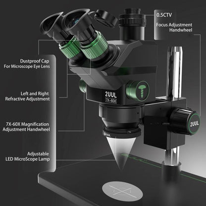 2uul MC7060-A1 7-60X Synchronous Zoom Trinocular Microscope - Microscope Magnifier Series by 2UUL | Online Shopping UK | buy2fix