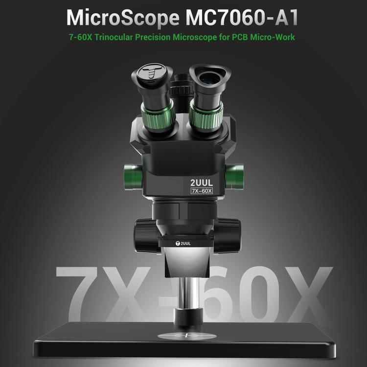 2uul MC7060-A1 7-60X Synchronous Zoom Trinocular Microscope - Microscope Magnifier Series by 2UUL | Online Shopping UK | buy2fix
