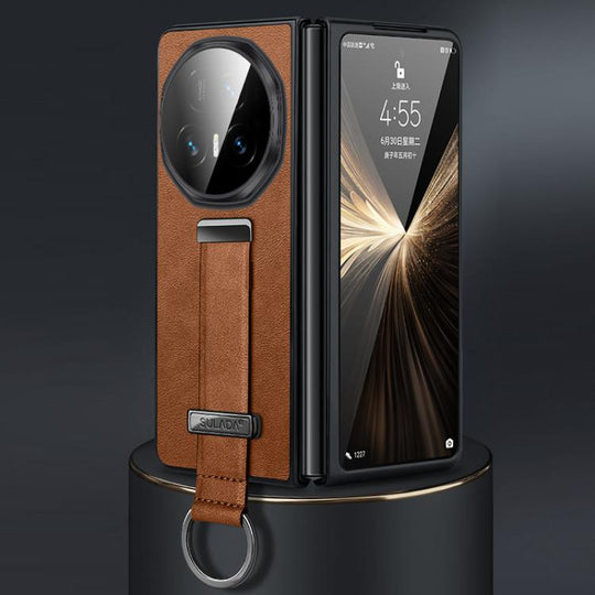 For Honor Magic V5 SULADA PC Hybrid Leather Texture Skin Feel Shockproof Phone Case(Brown)