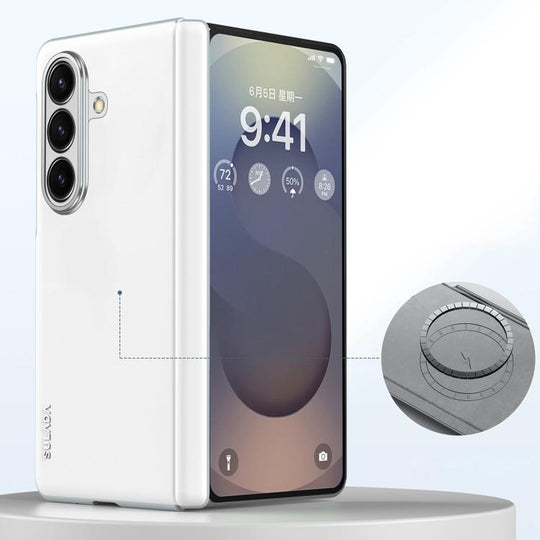 For Galaxy Z Fold7 5G SULADA Skin Feel Liquid Leather Shockproof Phone Case(White)