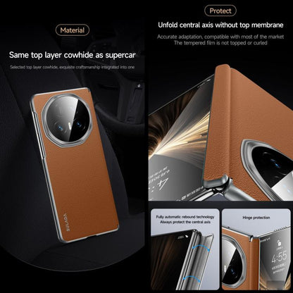 For Honor Magic V5 SULADA Frameless Top Layer Cowhide Leather PC Phone Case(Brown) - Honor Cases by SULADA | Online Shopping UK | buy2fix