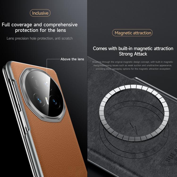 For Honor Magic V5 SULADA Frameless Top Layer Cowhide Leather PC Phone Case(Blue) - Honor Cases by SULADA | Online Shopping UK | buy2fix