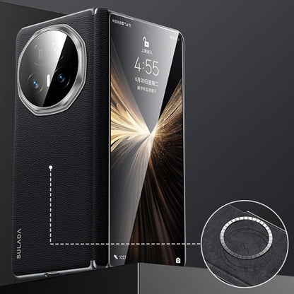 For Honor Magic V5 SULADA Frameless Top Layer Cowhide Leather PC Phone Case(Black) - Honor Cases by SULADA | Online Shopping UK | buy2fix