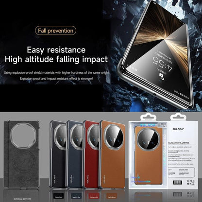 For Honor Magic V5 SULADA Frameless Top Layer Cowhide Leather PC Phone Case(Black) - Honor Cases by SULADA | Online Shopping UK | buy2fix