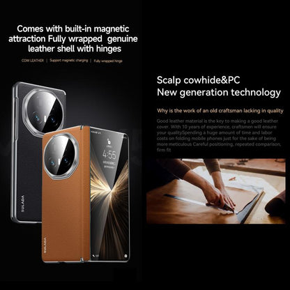 For Honor Magic V5 SULADA Frameless Top Layer Cowhide Leather PC Phone Case(Red) - Honor Cases by SULADA | Online Shopping UK | buy2fix