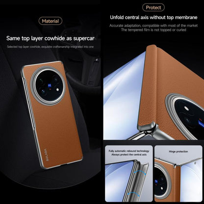 For vivo X Fold5 SULADA Frameless Top Layer Cowhide Leather PC Phone Case(Brown) - vivo Cases by SULADA | Online Shopping UK | buy2fix