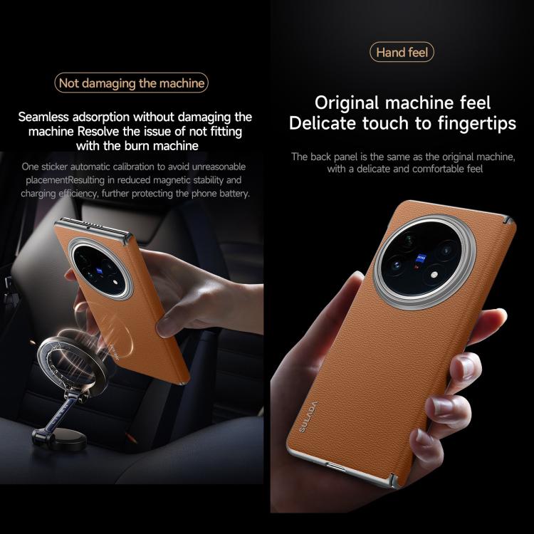 For vivo X Fold5 SULADA Frameless Top Layer Cowhide Leather PC Phone Case(Brown) - vivo Cases by SULADA | Online Shopping UK | buy2fix