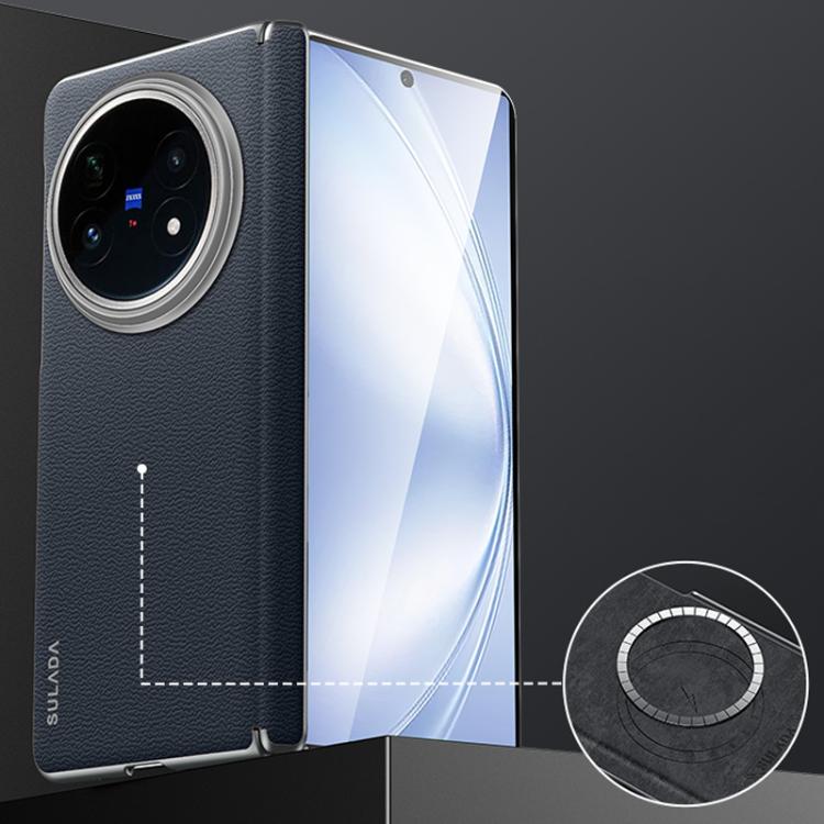 For vivo X Fold5 SULADA Frameless Top Layer Cowhide Leather PC Phone Case(Blue) - vivo Cases by SULADA | Online Shopping UK | buy2fix