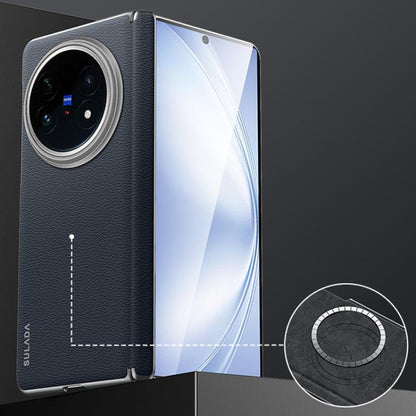 For vivo X Fold5 SULADA Frameless Top Layer Cowhide Leather PC Phone Case(Blue) - vivo Cases by SULADA | Online Shopping UK | buy2fix