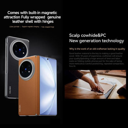 For vivo X Fold5 SULADA Frameless Top Layer Cowhide Leather PC Phone Case(Red) - vivo Cases by SULADA | Online Shopping UK | buy2fix