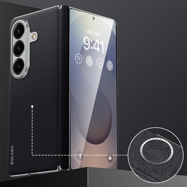 For Samsung Galaxy Z Fold7 5G SULADA Frameless Top Layer Cowhide Leather PC Phone Case(Black) - Galaxy Z Fold7 5G Cases by SULADA | Online Shopping UK | buy2fix