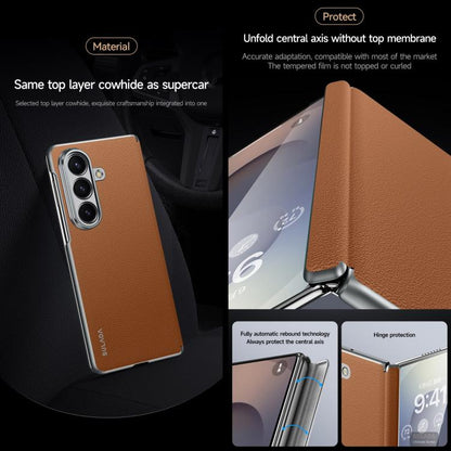 For Samsung Galaxy Z Fold7 5G SULADA Frameless Top Layer Cowhide Leather PC Phone Case(Red) - Galaxy Z Fold7 5G Cases by SULADA | Online Shopping UK | buy2fix