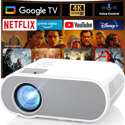 Cheerlux C10 Google TV Version 2K Dongle 1920x1080P 300ANSI Smart Projector, UK Plug(White) - Mini Projector by Cheerlux | Online Shopping UK | buy2fix