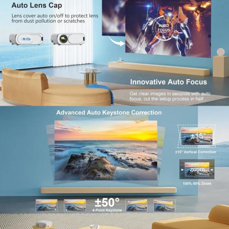 Cheerlux C16A Android Version 1920x1080P 450ANSI Smart Projector, EU Plug(White) - Mini Projector by Cheerlux | Online Shopping UK | buy2fix