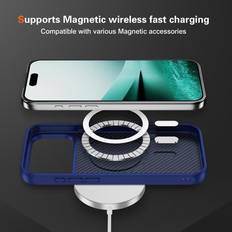 For iPhone 17 Pro Max Carbon Fiber Texture Skin-feel MagSafe Phone Case(Blue) - iPhone 17 Pro Max Cases by buy2fix | Online Shopping UK | buy2fix