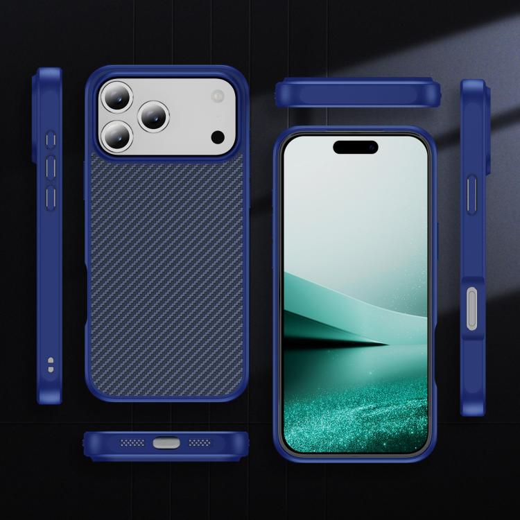 For iPhone 17 Pro Carbon Fiber Texture Skin-feel MagSafe Phone Case(Blue) - iPhone 17 Pro Cases by buy2fix | Online Shopping UK | buy2fix