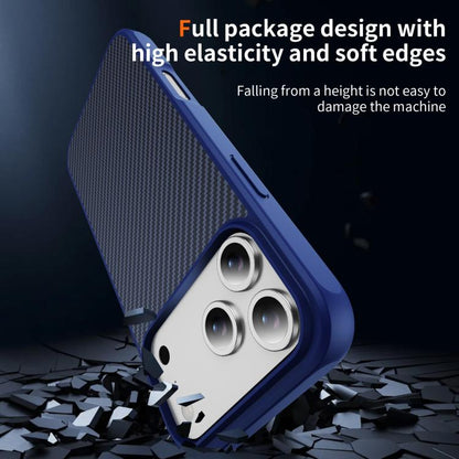 For iPhone 17 Pro Carbon Fiber Texture Skin-feel MagSafe Phone Case(Blue) - iPhone 17 Pro Cases by buy2fix | Online Shopping UK | buy2fix