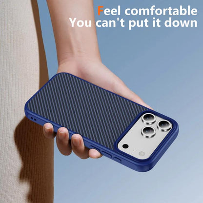 For iPhone 17 Pro Carbon Fiber Texture Skin-feel MagSafe Phone Case(Blue) - iPhone 17 Pro Cases by buy2fix | Online Shopping UK | buy2fix
