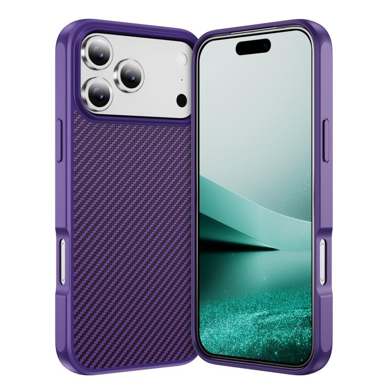 For iPhone 17 Pro Carbon Fiber Texture Skin-feel MagSafe Phone Case(Purple) - iPhone 17 Pro Cases by buy2fix | Online Shopping UK | buy2fix