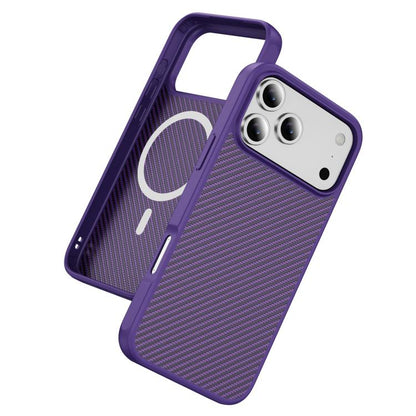 For iPhone 17 Pro Carbon Fiber Texture Skin-feel MagSafe Phone Case(Purple) - iPhone 17 Pro Cases by buy2fix | Online Shopping UK | buy2fix