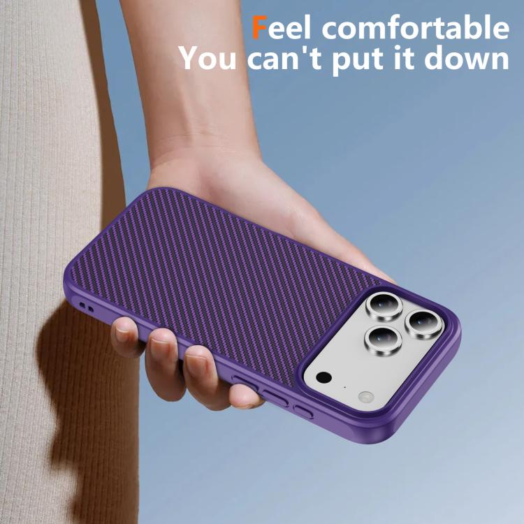 For iPhone 17 Pro Carbon Fiber Texture Skin-feel MagSafe Phone Case(Purple) - iPhone 17 Pro Cases by buy2fix | Online Shopping UK | buy2fix