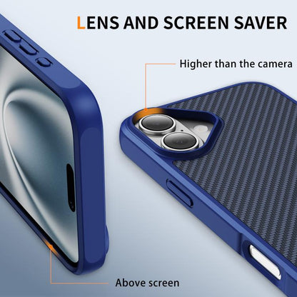 For iPhone 17 Carbon Fiber Texture Skin-feel MagSafe Phone Case(Blue) - iPhone 17 Cases by buy2fix | Online Shopping UK | buy2fix