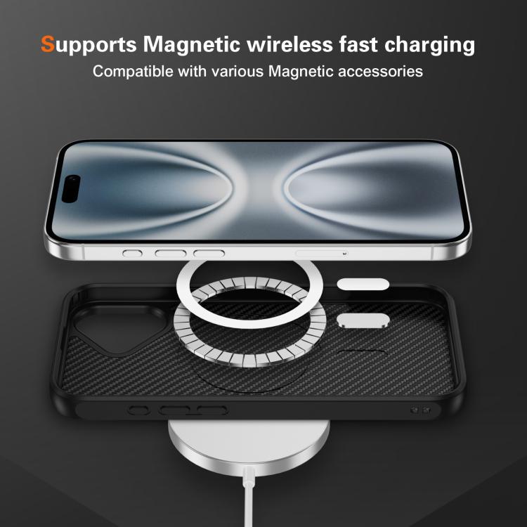 For iPhone 17 Carbon Fiber Texture Skin-feel MagSafe Phone Case(Black) - iPhone 17 Cases by buy2fix | Online Shopping UK | buy2fix