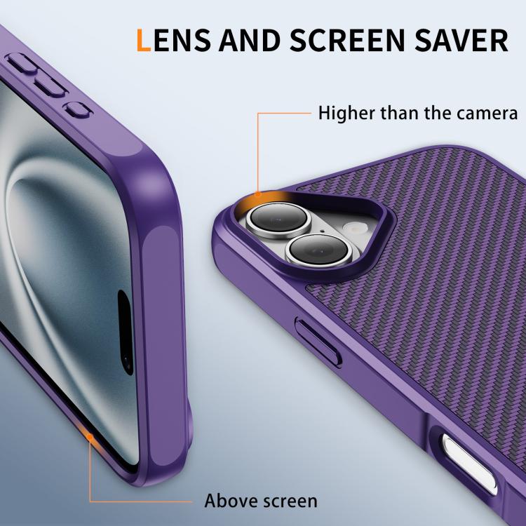 For iPhone 17 Carbon Fiber Texture Skin-feel MagSafe Phone Case(Purple) - iPhone 17 Cases by buy2fix | Online Shopping UK | buy2fix