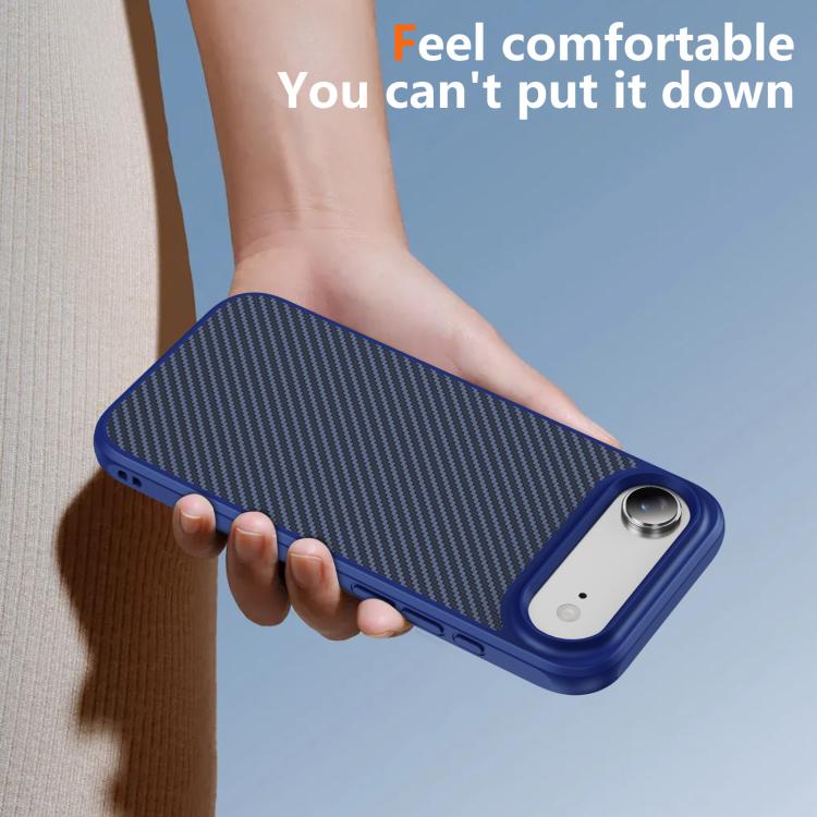 For iPhone Air Carbon Fiber Texture Skin-feel MagSafe Phone Case(Blue) - iPhone Air Cases by buy2fix | Online Shopping UK | buy2fix