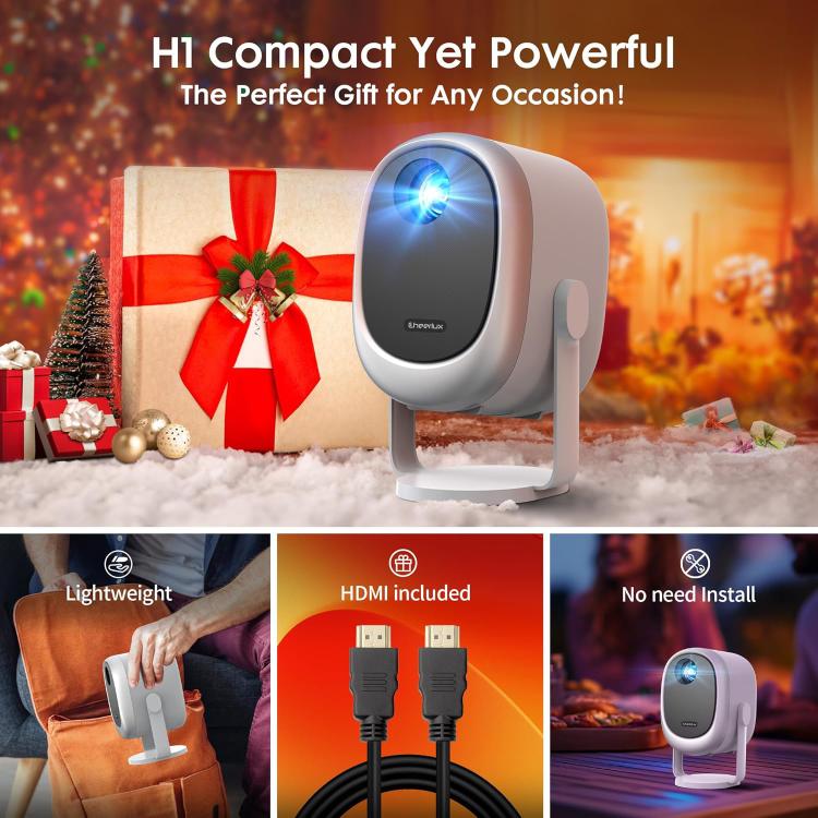 Cheerlux H1 Whale OS Version 1280x720P 180ANSI Smart Projector, US Plug, with Gimbal(White) - Mini Projector by Cheerlux | Online Shopping UK | buy2fix