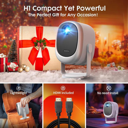 Cheerlux H1 Whale OS Version 1280x720P 180ANSI Smart Projector, AU Plug, with Gimbal(White) - Mini Projector by Cheerlux | Online Shopping UK | buy2fix