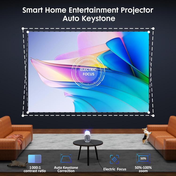 Cheerlux H1 Whale OS Version 1280x720P 180ANSI Smart Projector, UK Plug, with Gimbal(White) - Mini Projector by Cheerlux | Online Shopping UK | buy2fix