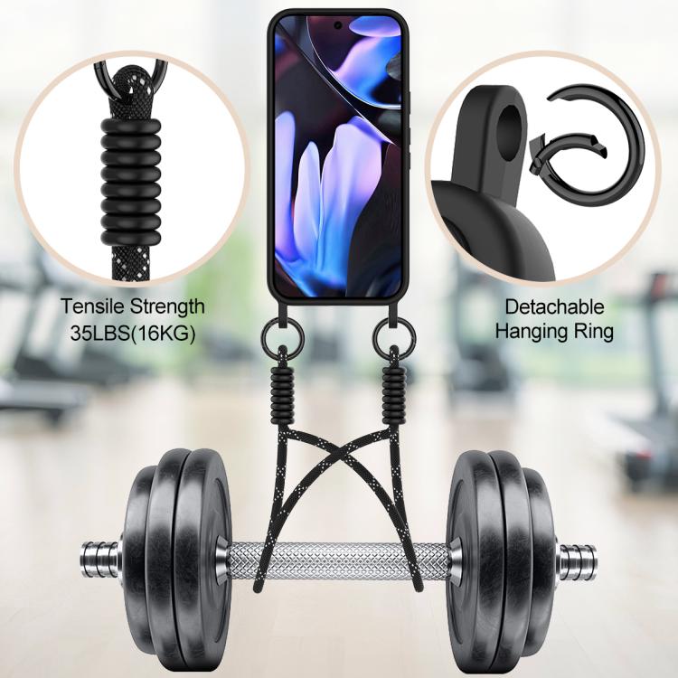 For Google Pixel 10 Pro XL Integrated Card Bag Solid Color Liquid Silicone Phone Case Gen2 with Short Lanyard(Black) - Google Cases by buy2fix | Online Shopping UK | buy2fix