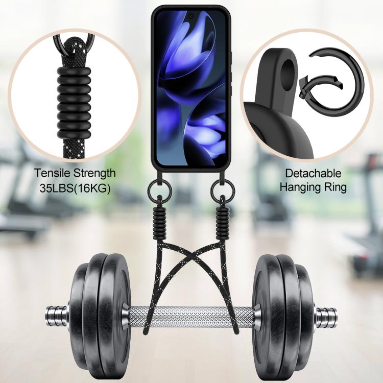 For Google Pixel 10 Integrated Card Bag Solid Color Liquid Silicone Phone Case Gen2 with Short Lanyard(Black) - Google Cases by buy2fix | Online Shopping UK | buy2fix