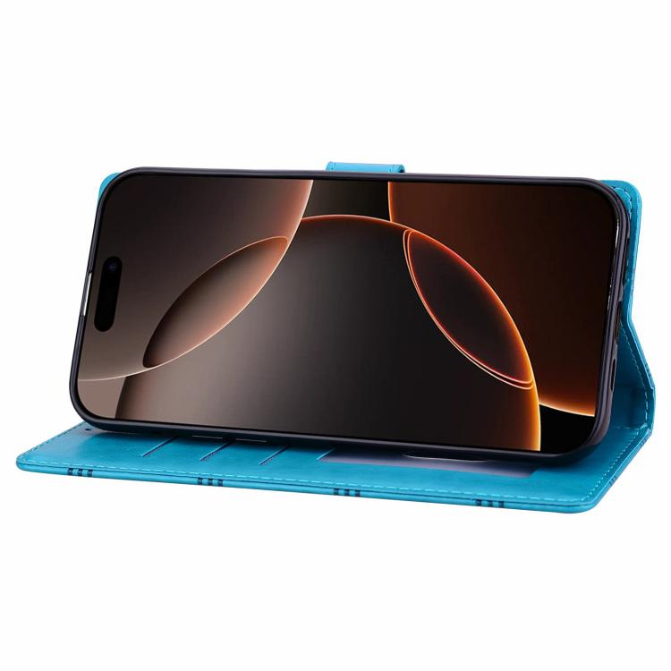 For iPhone Air Embossed Checkered Leather Phone Case(Blue) - iPhone Air Cases by buy2fix | Online Shopping UK | buy2fix