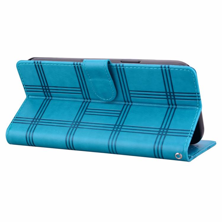 For iPhone Air Embossed Checkered Leather Phone Case(Blue) - iPhone Air Cases by buy2fix | Online Shopping UK | buy2fix