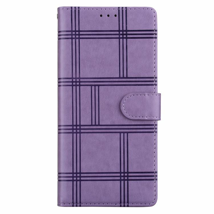 For iPhone Air Embossed Checkered Leather Phone Case(Purple) - iPhone Air Cases by buy2fix | Online Shopping UK | buy2fix