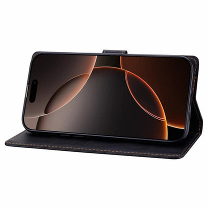 For iPhone Air Embossed Checkered Leather Phone Case(Black) - iPhone Air Cases by buy2fix | Online Shopping UK | buy2fix