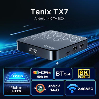 Tanix TX7 8K UHD Android 14 Smart TV Box with Remote Control, 4GB+32GB, Allwinner H728 Octa-Core(UK Plug) - Others by buy2fix | Online Shopping UK | buy2fix