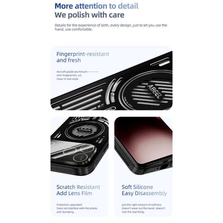 For iPhone 17 Pro ABEEL Ice Fox Series Magsafe Heat Sink Cooling Phone Case(Blue) - iPhone 17 Pro Cases by buy2fix | Online Shopping UK | buy2fix