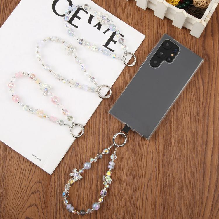 Starry Sky Bead Chain Phone Anti-lost Short Lanyard(White) - Lanyards & Wrist Straps by buy2fix | Online Shopping UK | buy2fix