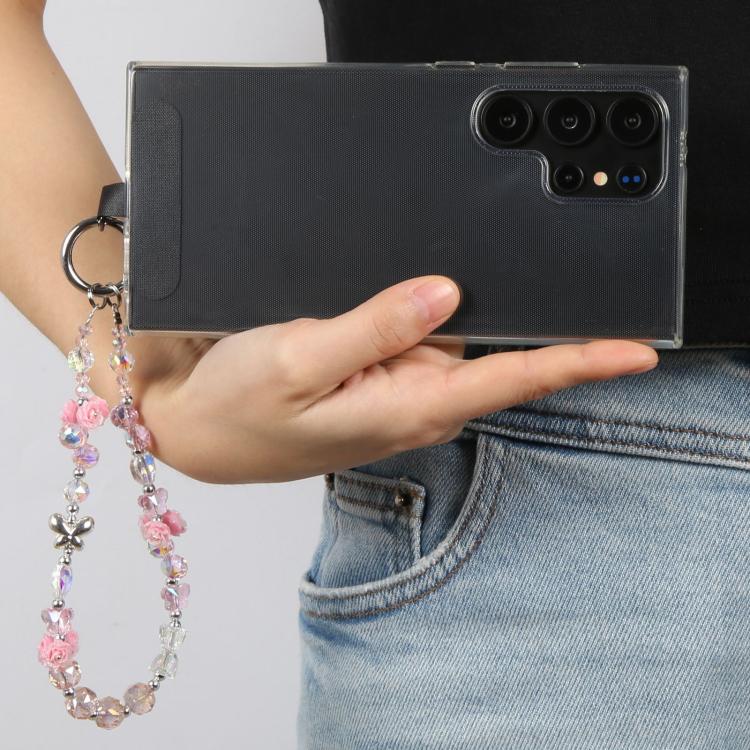 Rose Bead Chain Phone Anti-lost Short Lanyard(Pink) - Lanyards & Wrist Straps by buy2fix | Online Shopping UK | buy2fix