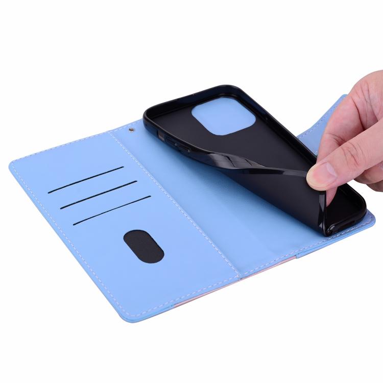 For iPhone Air Embossed Two-Color Leather Phone Case(Pink Blue) - iPhone Air Cases by buy2fix | Online Shopping UK | buy2fix