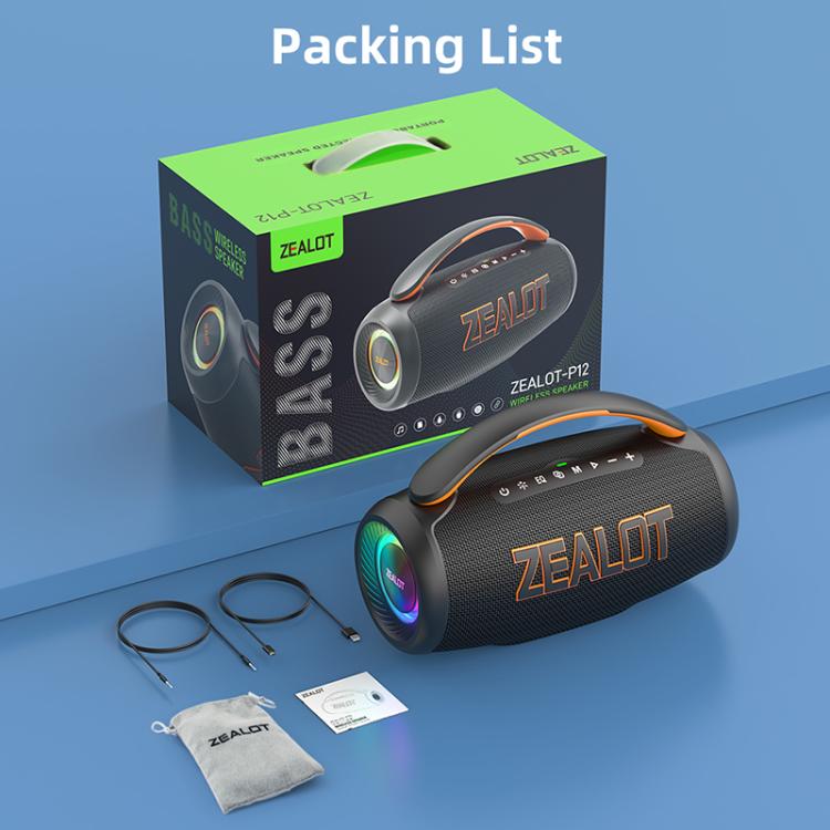 Zealot P12 60W Portable Handheld Outdoor RGB Bluetooth Speaker(Black) - Desktop Speaker by ZEALOT | Online Shopping UK | buy2fix