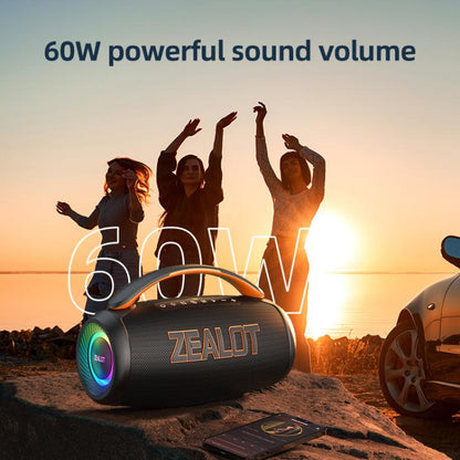 Zealot P12 60W Portable Handheld Outdoor RGB Bluetooth Speaker(Grey) - Desktop Speaker by ZEALOT | Online Shopping UK | buy2fix