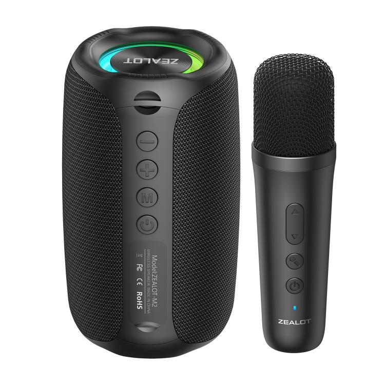 Zealot M2 8W Portable Outdoor RGB Bluetooth Speaker, Type:with 1pc Microphone(Black) - Desktop Speaker by ZEALOT | Online Shopping UK | buy2fix