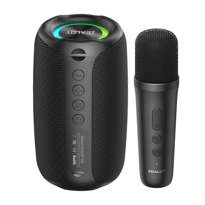 Zealot M2 8W Portable Outdoor RGB Bluetooth Speaker, Type:with 1pc Microphone(Black) - Desktop Speaker by ZEALOT | Online Shopping UK | buy2fix